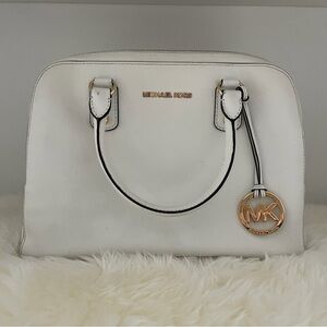 Michael Kors White Satchel with Gold Accents